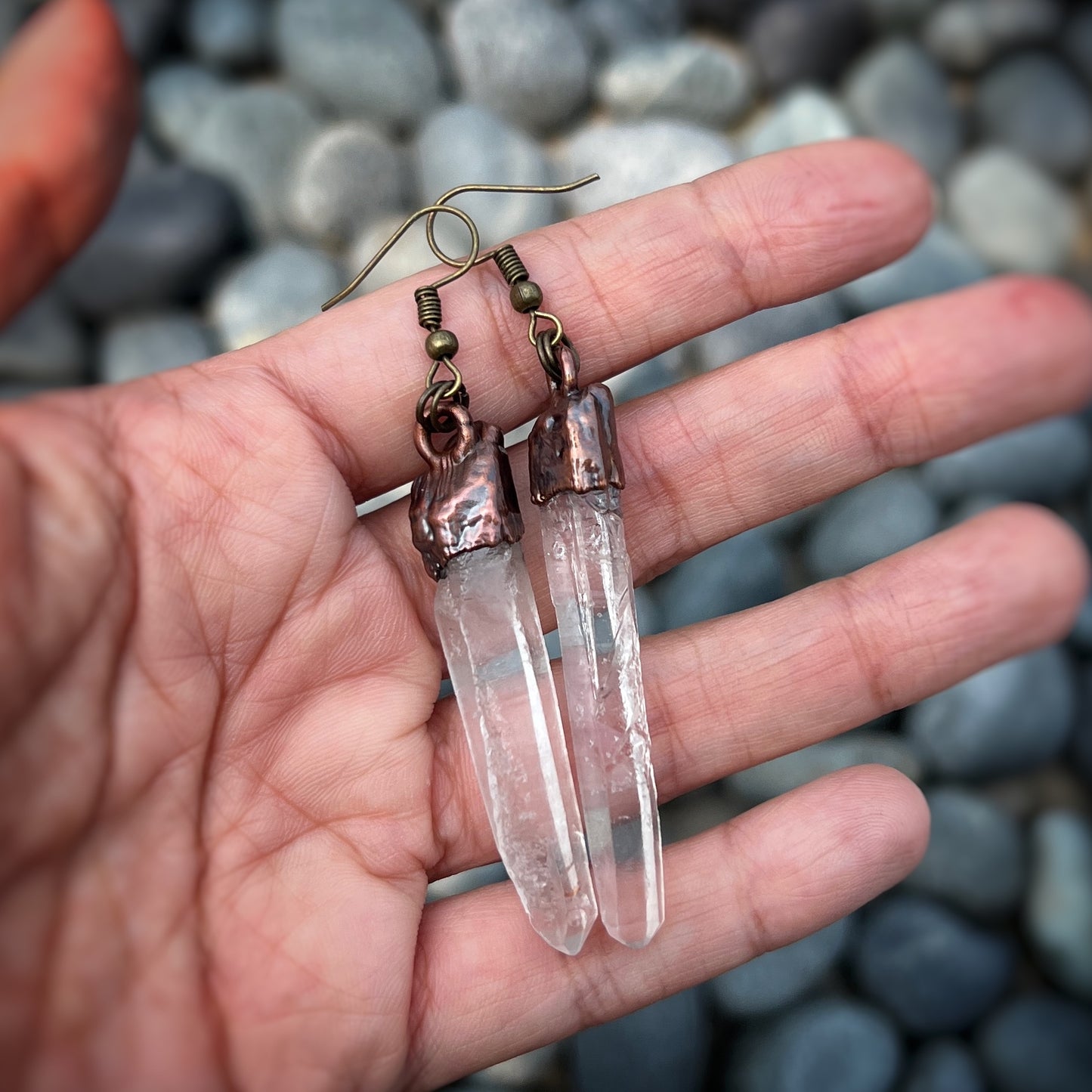 Clear Quartz Point Earrings